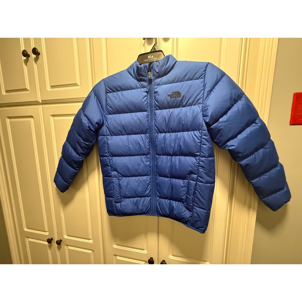 Boys The North Face Blue Puffer Jacket Down 550 Fill Size L 14 16